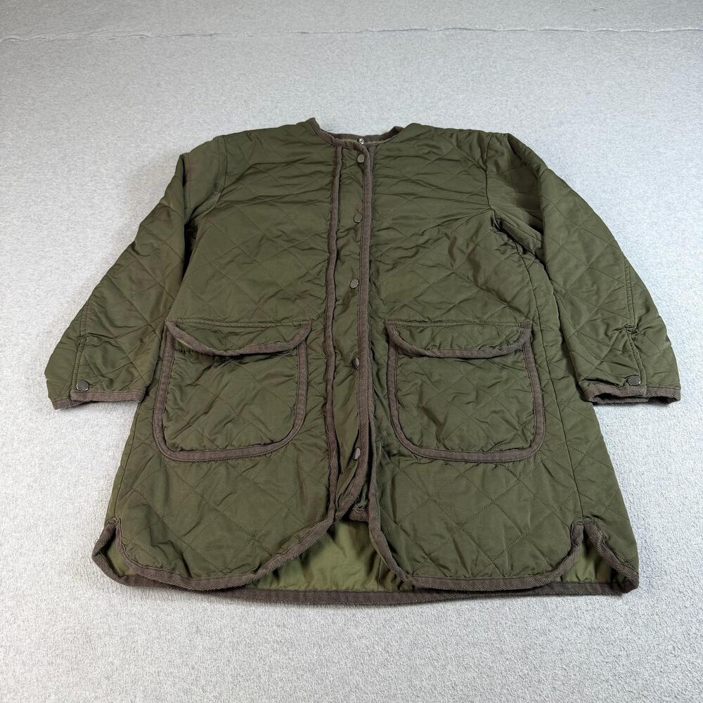 Zara Jacket Womens XL Green Quilted Snaps Pockets Barn Chore Heritage Military